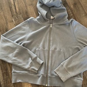 Light blue/grey cropped TNA waffle hoodie